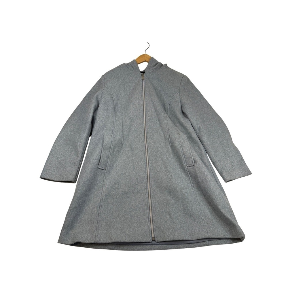 Vince Camuto Womens XXL Blue Grey Hooded Zip Front Coat Jacket 1792094
